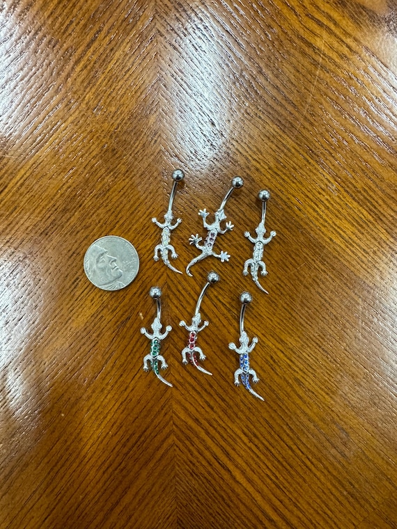 Sterling Silver Movable Lizard with Stainless Pos… - image 1