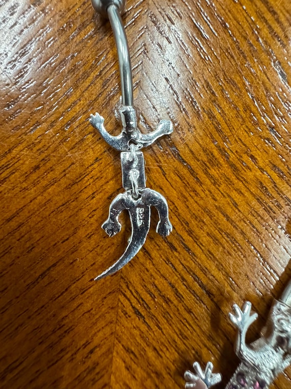 Sterling Silver Movable Lizard with Stainless Pos… - image 3