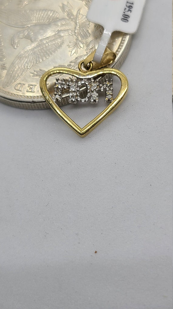 10K Yellow Gold Mom Heart Pendant