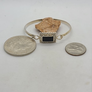 Vintage Sterling Silver Onyx Bangle