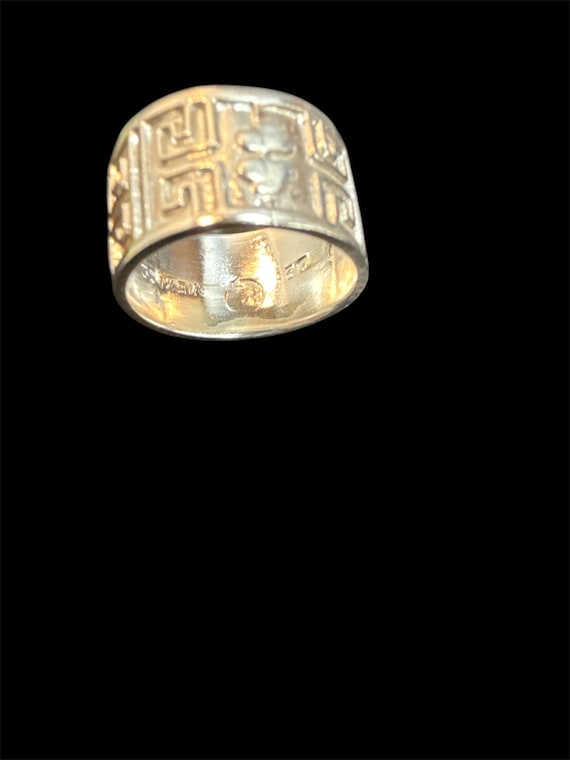 Sterling Silver Scroll Four Leaf Clover 10MM Band - image 2