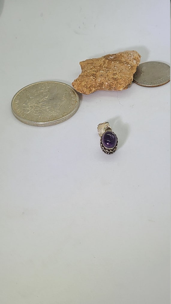 Vintage Sterling Silver Purple Stone Pendant