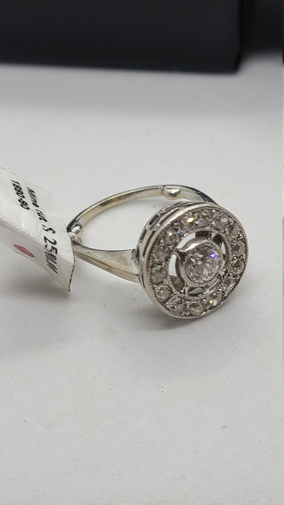 14K White Gold Vintage Diamond Ring - image 2