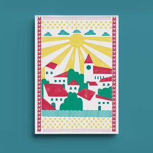 Poster Pueblo su carta ruvida per la decorazione