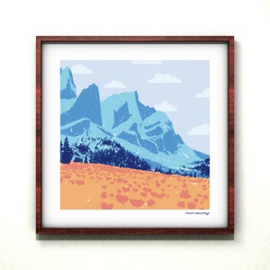 Poster Les pyrennées imprimé sur papier texturé pour décoration murale 20x20