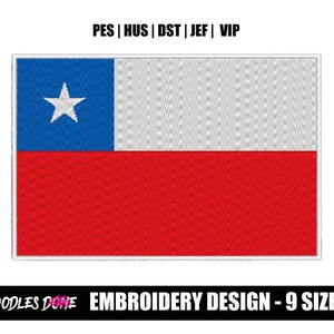 Chile Flag Machine Embroidery Design  - INSTANT Download - Pes Format