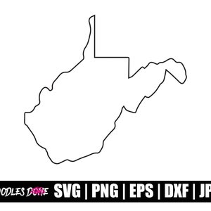 May include: Outline of the state of West Virginia. The state is shaped like a sideways letter W.