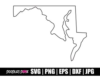 Maryland Outline svg, png, eps, dxf, jpg files, Clip Art, Vector, Cricut, Cut File - Instant Download