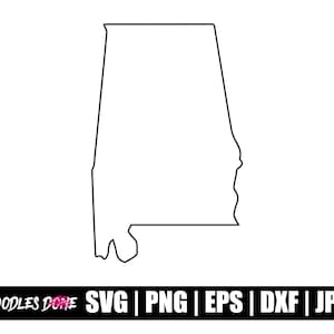 Contour de l'Alabama SVG | Contour de l'Alabama PNG | Clipart Contour Alabama | Vecteur de contour de l'Alabama, Cricut | Fichier de coupe contour Alabama