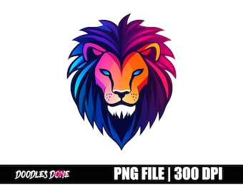 Archivo PNG de león / Arte de león / Sublimación de camisetas de león / Retrato de león / Diseño transparente de león / Impresión DTG / Descarga digital instantánea