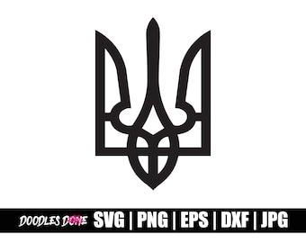 Archivos svg, png, eps, dxf, jpg de Trident Ukraine, Clip Art, Vector, Cricut, Archivo de corte - Descarga instantánea