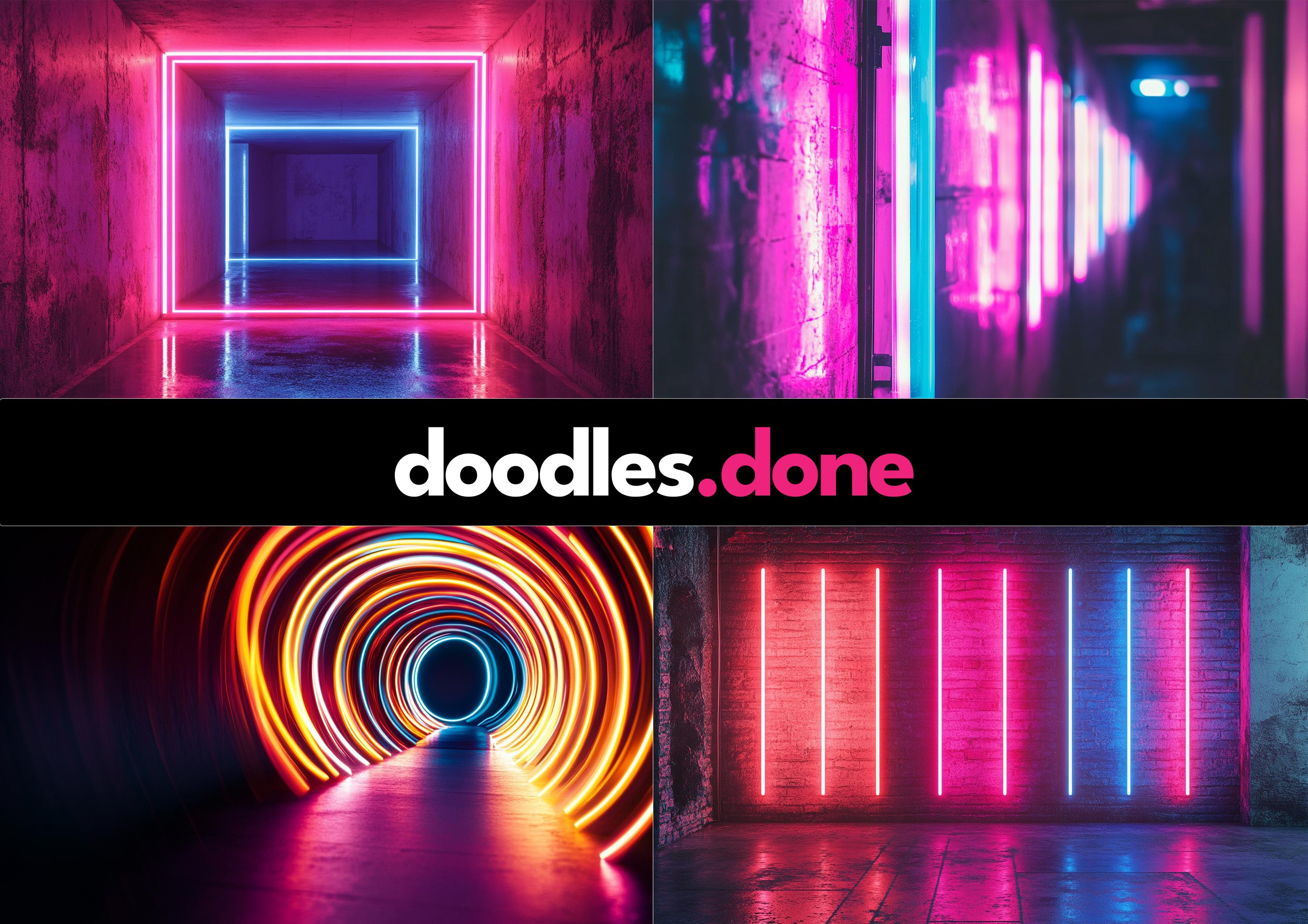 Neon Backdrop Kit Neon Lights Digital Backdrops PNG | Bundle Vibrant Glow Backgrounds for ...