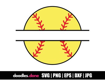 Softball Frame SVG, Baseball SVG, Baseball Outline SVG, Baseball Clip Art, Baseball Vector, Baseball Cut File Split Monogram