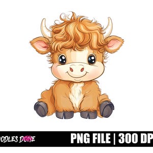 Highland Cow PNG File | Highland Cow Art | Highland Cow Shirt Sublimation | Transparent Design | DTG Printing | Instant Digital Download