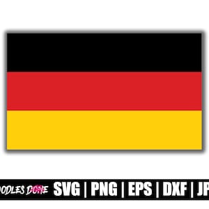 May include: A digital illustration of the German flag. The flag is a horizontal tricolour with black, red, and gold stripes.