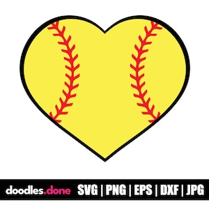 Softball Heart SVG, Baseball SVG, Baseball Outline SVG, Baseball Clip Art, Baseball Vector, Baseball Cut File