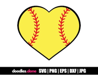 Softball Heart SVG, Baseball SVG, Baseball Outline SVG, Baseball Clip Art, Baseball Vector, Baseball Cut File