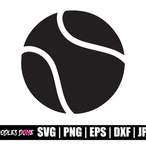 May include: Black and white silhouette of a tennis ball.