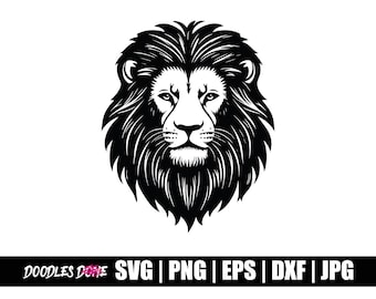 Archivos svg, png, eps, dxf, jpg de león: descarga instantánea, clip art, cricut, archivo de corte, sublimación