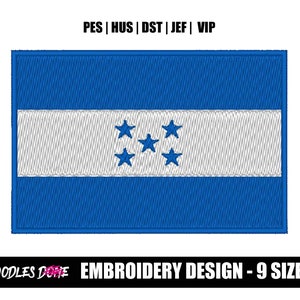 Honduras Flag Machine Embroidery Design  - INSTANT Download - Pes Format