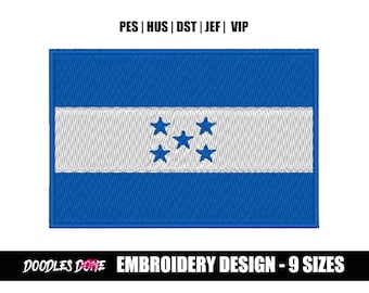 Honduras Flag Machine Embroidery Design  - INSTANT Download - Pes Format