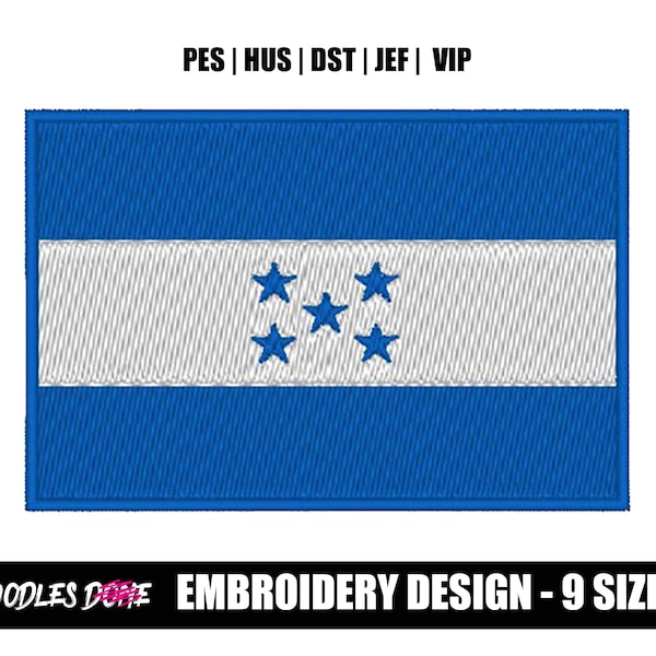 Honduras Flag Machine Embroidery Design  - INSTANT Download - Pes Format