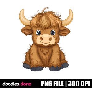 Highland Cow PNG File | Highland Cow Art | Highland Cow Shirt Sublimation | Transparent Design | DTG Printing | Instant Digital Download