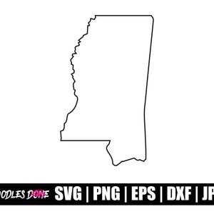 Contour du Mississippi fichiers svg, png, eps, dxf, jpg, clipart, vecteur, Cricut, couper fichier - téléchargement immédiat