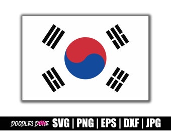 Bandera de Corea del Sur SVG / Bandera de Corea del Sur PNG / Bandera de Corea del Sur Clip Art / Vector de Corea del Sur / Archivo de corte Cricut de Corea del Sur