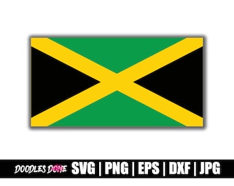 Bandera de Jamaica archivos svg, png, eps, dxf, jpg, Clip Art, Vector, Cricut, Archivo de corte - Descarga instantánea