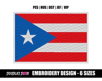 Puerto Rico Flag Embroidery Design  - INSTANT Download - Pes Format