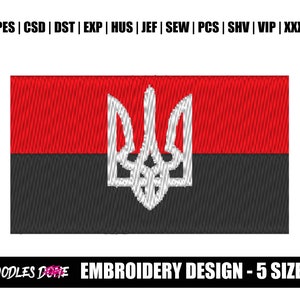Ukrainian Flag with Tryzub Embroidery Design - INSTANT Download - Pes Format