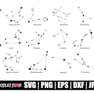 Pacote de todos os Zodíacos Constelação svg, png, eps, dxf, arquivos jpg, Clip Art, Vetor, Cricut, Arquivo de Corte - Download Instantâneo