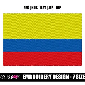 Colombia Flag Machine Embroidery Design |  - INSTANT Download - Pes Format
