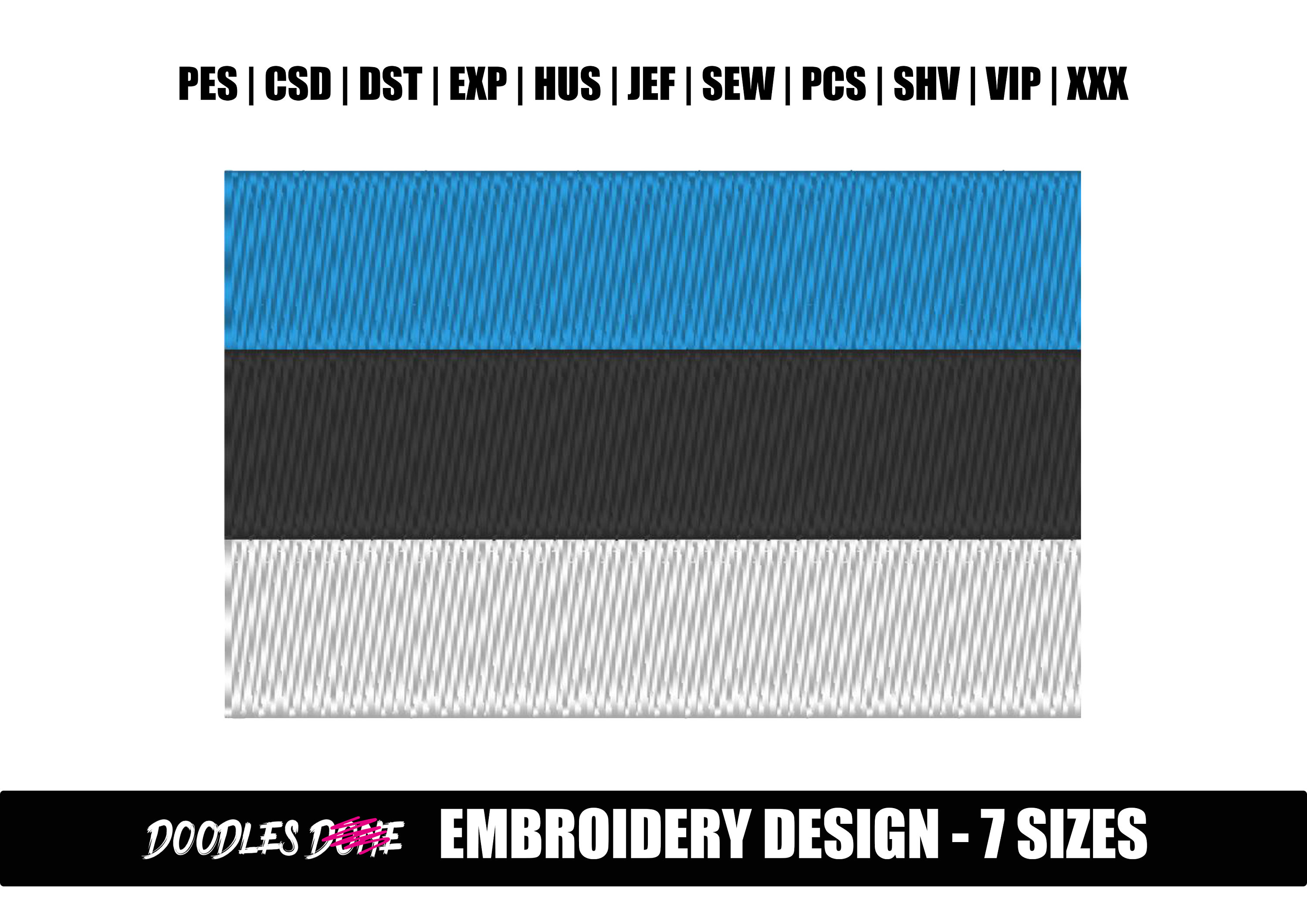 Estonia Flag Machine Embroidery Design - INSTANT Download - Pes Format | DST Format