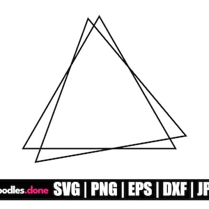 May include: A black and white geometric design featuring two overlapping triangles.