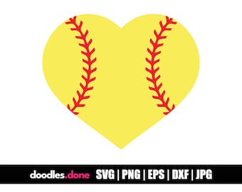Softball Heart SVG, Baseball SVG, Baseball Outline SVG, Baseball Clip Art, Baseball Vector, Baseball Cut File