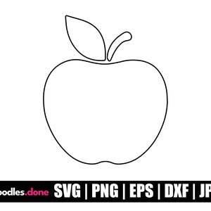 May include: A black and white outline of an apple with a leaf on top. The apple is a simple, minimalist design.