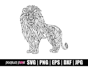 Archivos svg, png, eps, dxf, jpg de león: descarga instantánea, clip art, cricut, archivo de corte, sublimación