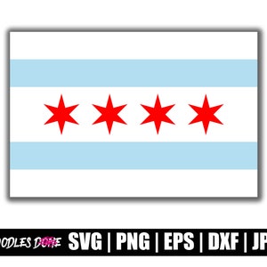 Bandeira de Chicago Illinois SVG | Bandeira de Chicago Illinois PNG | Clip Art da Bandeira de Chicago Illinois | Vetor de Chicago | Cricut de Chicago | Arquivo de Corte de Chicago
