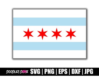 Chicago Illinois Flag SVG | Chicago Illinois Flag PNG | Chicago Illinois Flag Clip Art | Chicago Vector | Chicago Cricut | Chicago Cut File