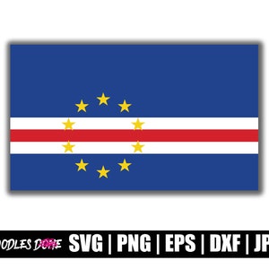 May include: A blue flag with a red and white horizontal stripe in the center. Ten yellow five-pointed stars are arranged in a circle around the stripe.
