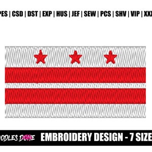 Washington DC Flag Machine Embroidery Design| PES Format | DST Format
