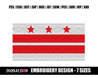 Washington DC Flag Machine Embroidery Design| PES Format | DST Format