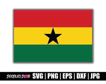 Ghana Flag svg, png, eps, dxf, jpg files, Clip Art, Vector, Cricut, Cut File - Instant Download