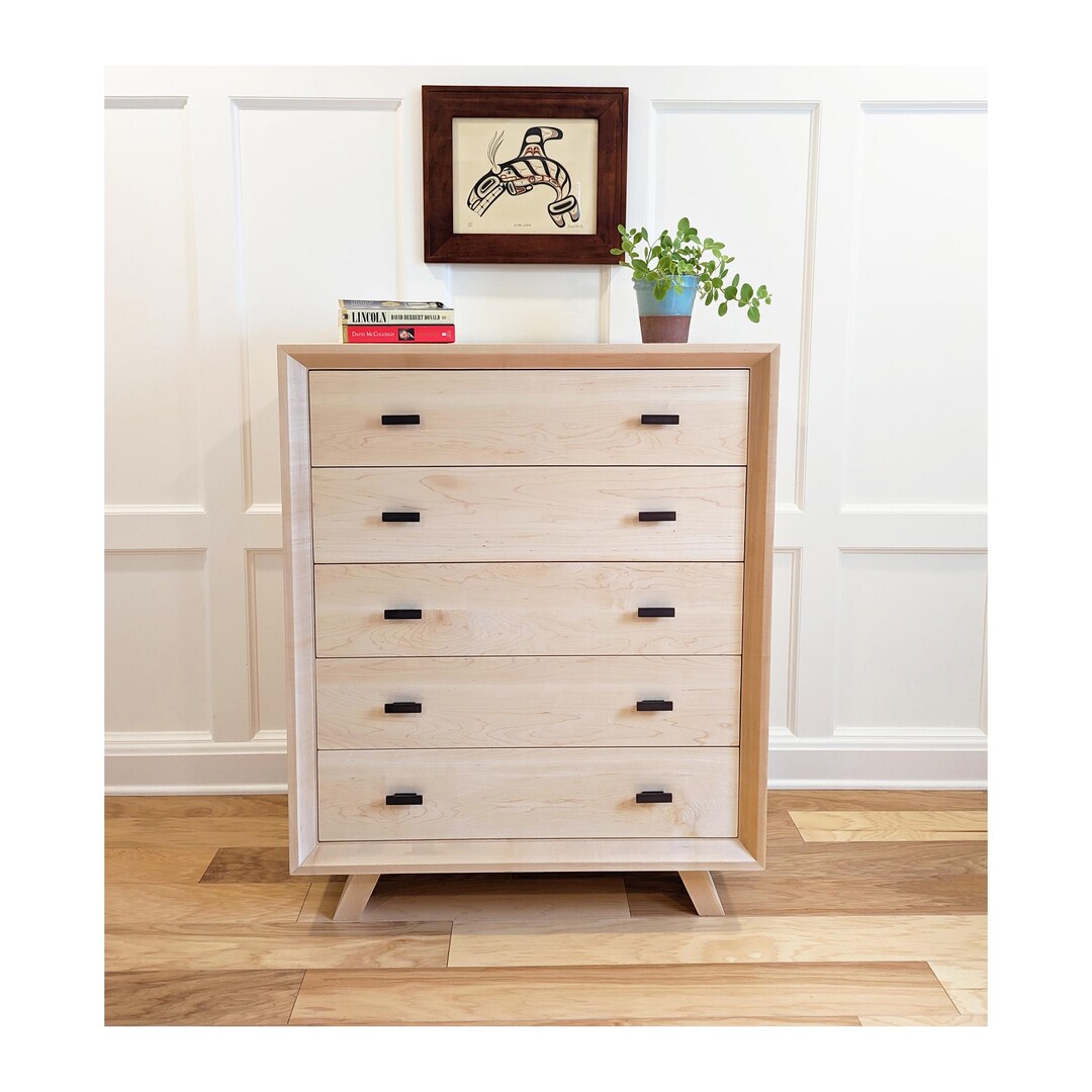 Solid Maple 36" Wide Five Drawer Modern Dresser - Etsy