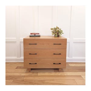 Solid Cherry or Maple Wood Modern Three Drawer Dresser