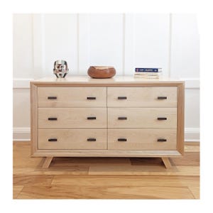 Solid Maple 48&quot; Six Drawer Modern Dresser