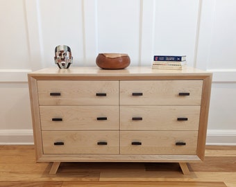 Solid Maple 48" Six Drawer Modern Dresser