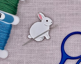 White Rabbit Magnetic Needle Minder: Cross Stitch, Embroidery, Sewing